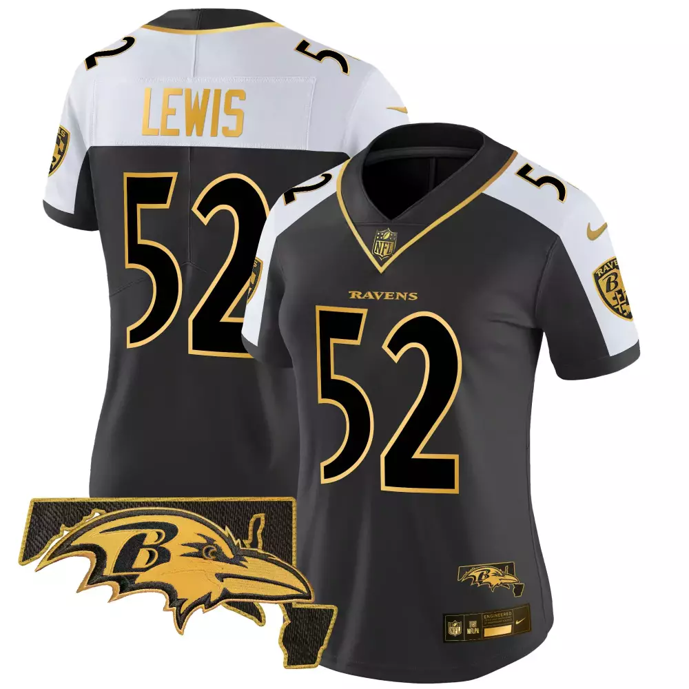 Ray Lewis Alternate Women's Baltimore Ravens Maryland 2024 AFC North Champions Jersey | Gold | Fan Gear for Women