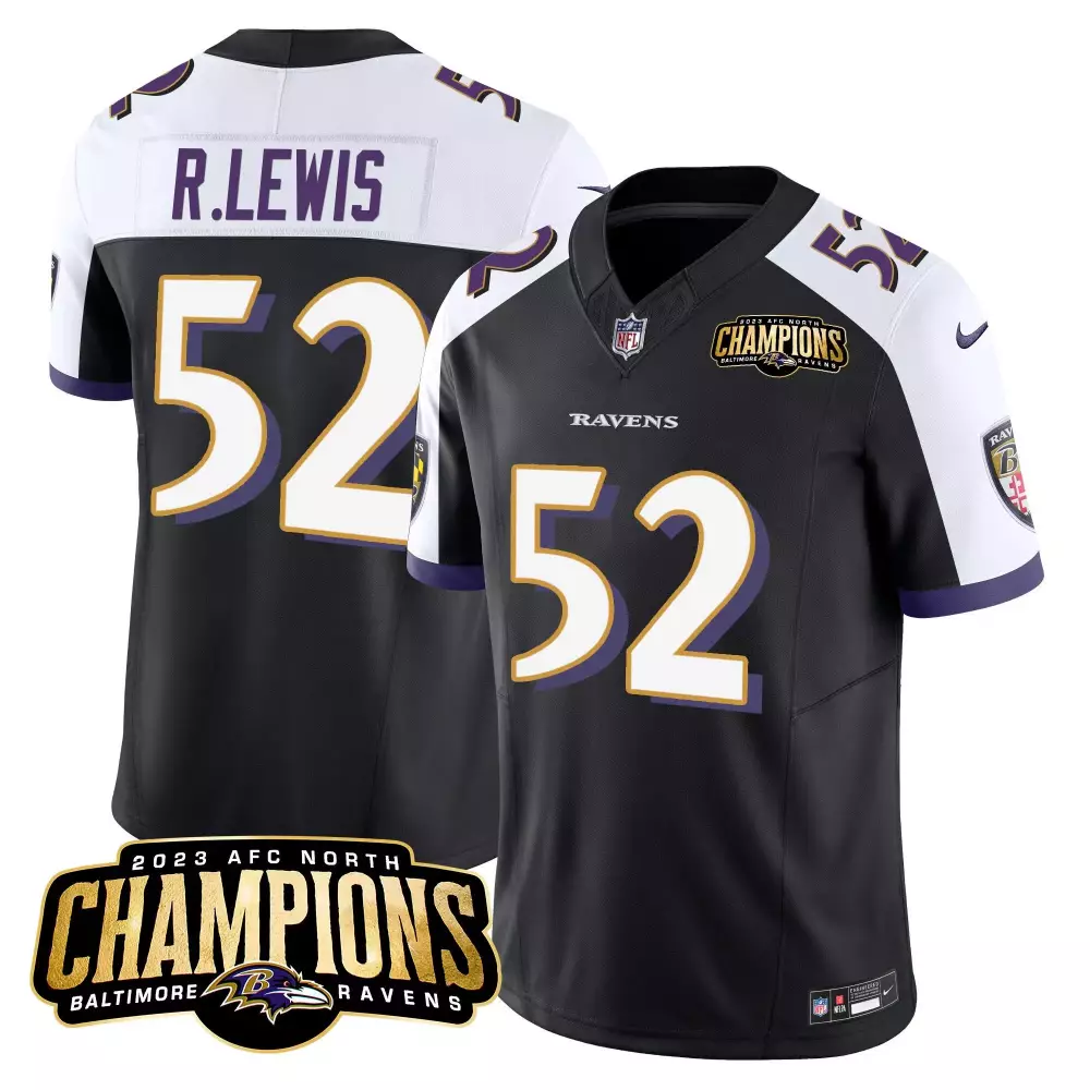 Ray Lewis Baltimore Ravens 2023 AFC North Champions Black Alternate Jersey | Vapor Limited Edition | Stitched Fan Gear | For Men, Women & Youth