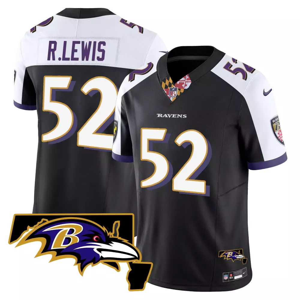 Ray Lewis Baltimore Ravens Black Alternate Jersey | Maryland Patch | Vapor Limited Edition | Stitched Fan Gear | For Men, Women & Youth