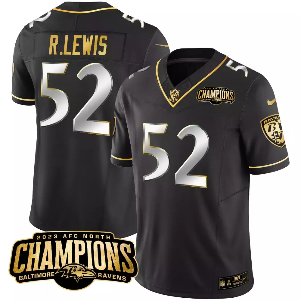 Ray Lewis Baltimore Ravens 2023 AFC North Champions Black Alternate Jersey | Vapor Limited Edition | Stitched Fan Gear | For Men, Women & Youth