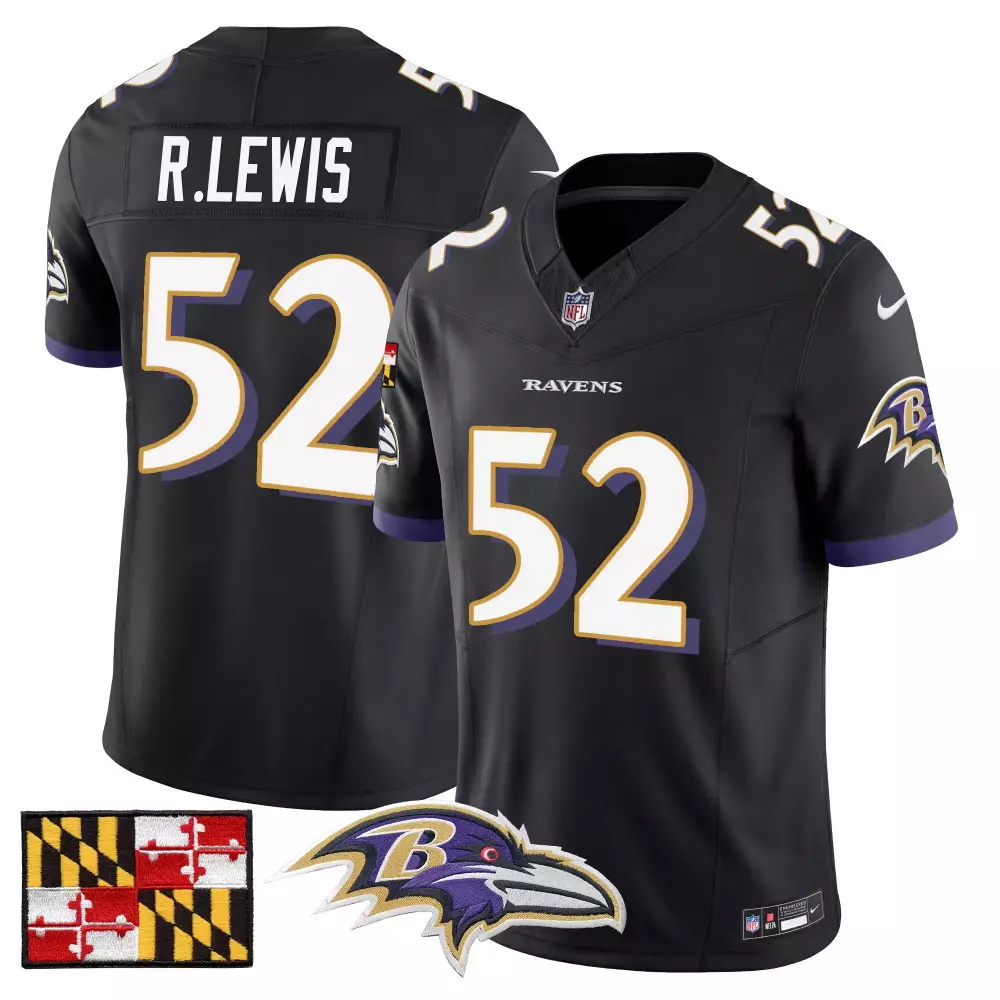 Ray Lewis Baltimore Ravens 2024 Maryland Flag Vapor Jersey | Limited Edition Stitched Design | Fan Gear for Men, Women & Youth