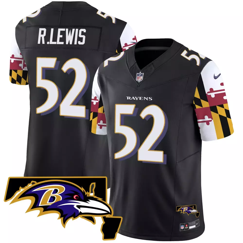 Ray Lewis Baltimore Ravens Maryland Flag Vapor Limited Jersey | Stitched Design | Fan Gear for Men, Women & Youth