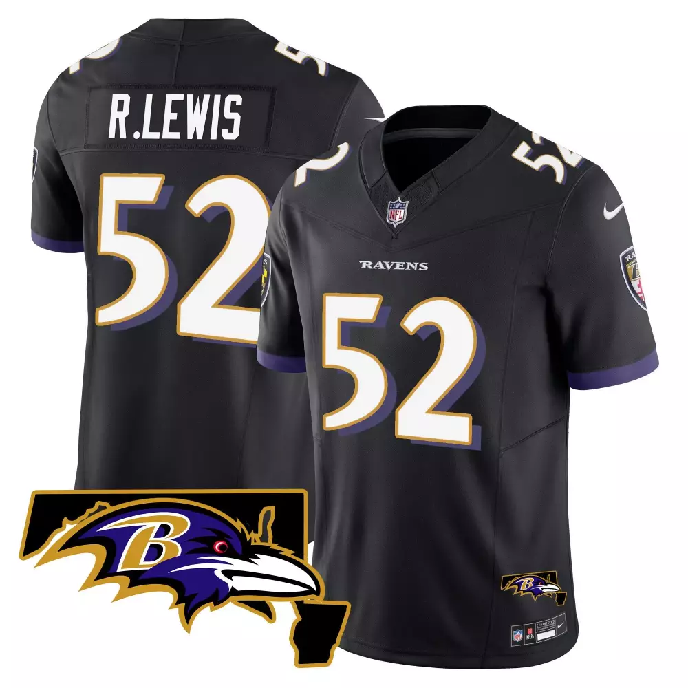 Ray Lewis Baltimore Ravens Maryland Patch Vapor Limited Jersey | Black Stitched | For Men, Women & Youth