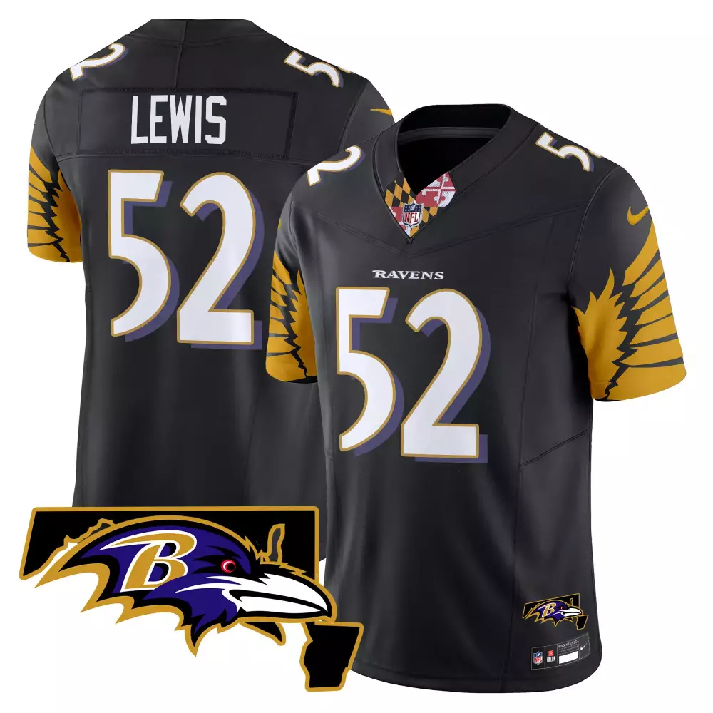 Ray Lewis Baltimore Ravens Maryland Patch Vapor Limited Jersey | Black Stitched | For Men, Women & Youth