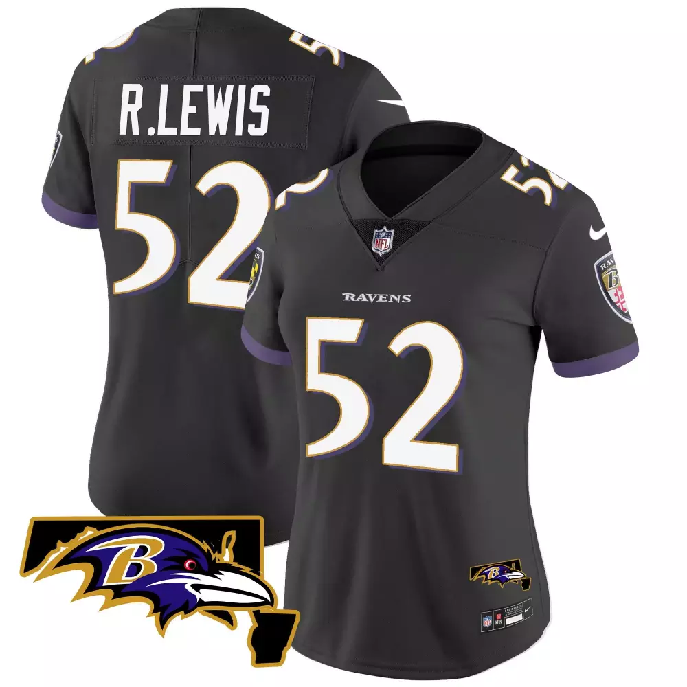 Ray Lewis Baltimore Ravens Maryland Patch Vapor Limited Jersey | Black Stitched | For Men, Women & Youth