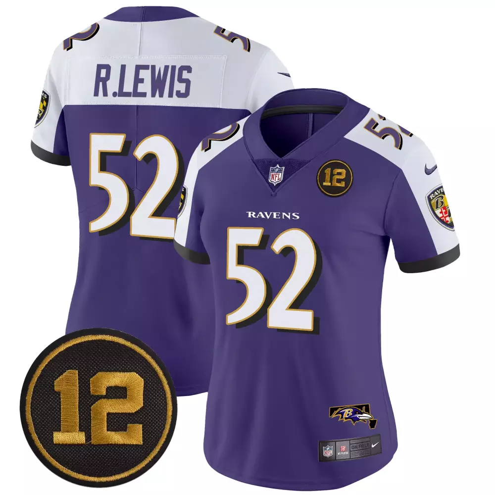 Ray Lewis Baltimore Ravens Women's Purple Alternate Jersey | Jacoby Jones Patch Limited Edition | For Men, Women & Youth