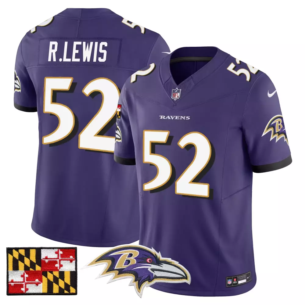 Ray Lewis Baltimore Ravens 2024 Maryland Flag Vapor Jersey | Limited Edition Stitched Design | Fan Gear for Men, Women & Youth