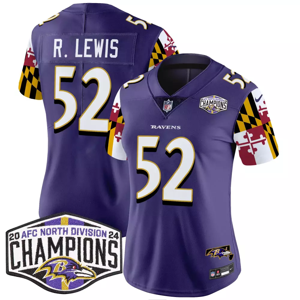 Ray Lewis Baltimore Ravens Women's 2024 AFC North Champions Jersey | Black | Limited Edition Fan Gear | For Men, Women & Youth