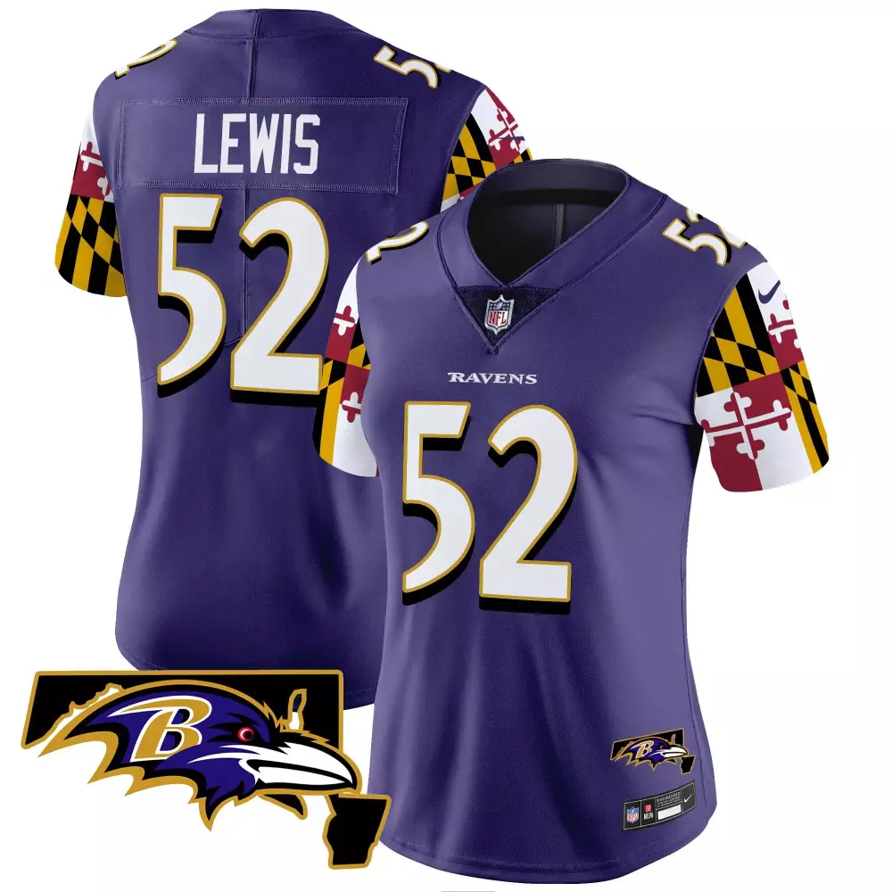 Ray Lewis Baltimore Ravens Women's Maryland Flag Champions Jersey | Black | Limited Edition Fan Gear | For Men, Women & Youth