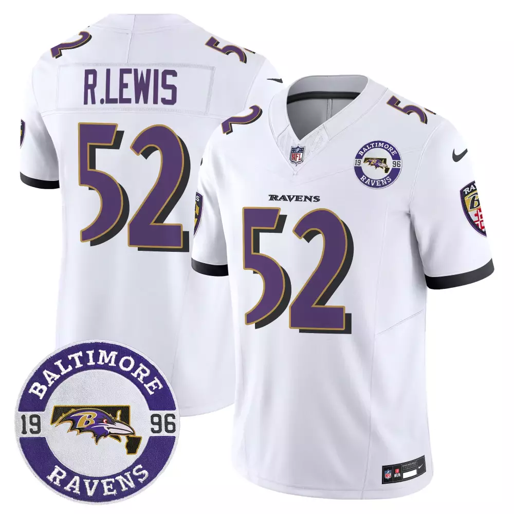 Ray Lewis Baltimore Ravens White 2023 AFC North Champions Vapor Jersey | Stitched Maryland Patch | Fan Gear for Men, Women & Youth