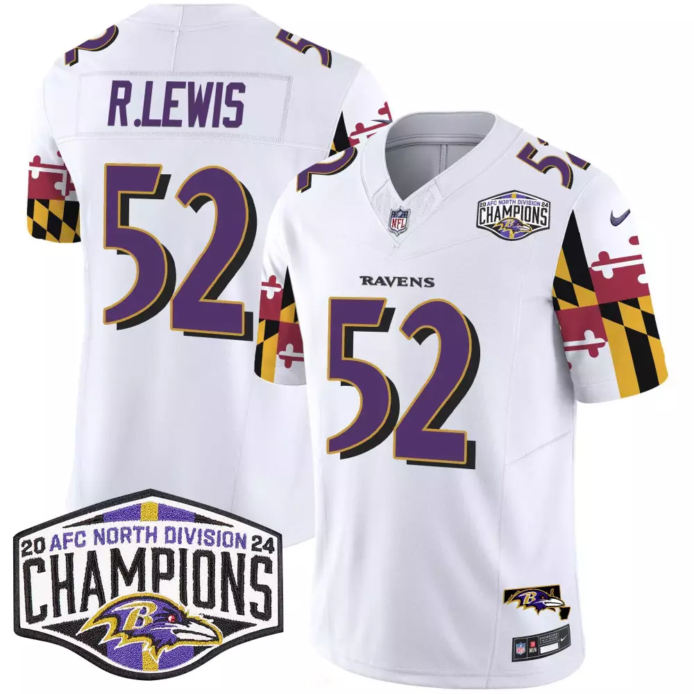 Ray Lewis Baltimore Ravens White Joe D Jacoby Patch Vapor Limited Jersey V2 | Stitched Design | Fan Gear for Men, Women & Youth