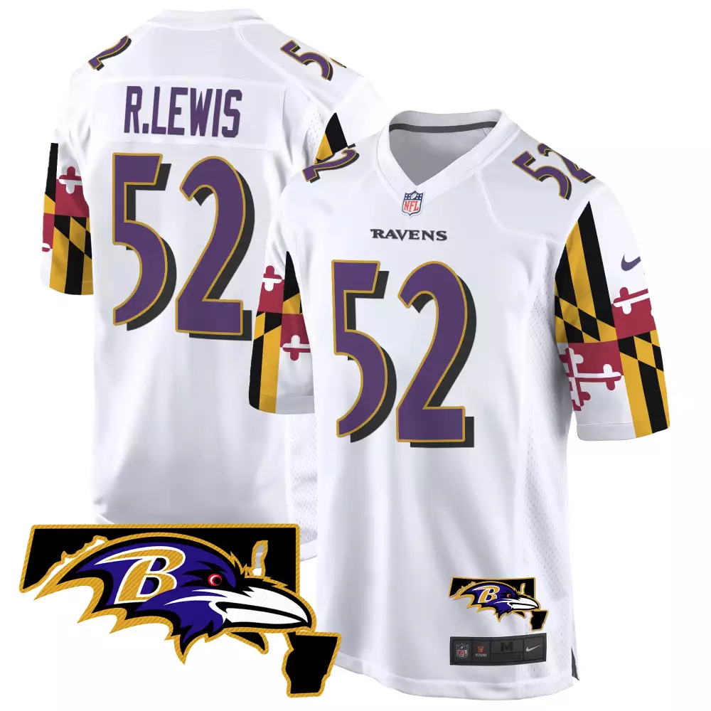 Ray Lewis Baltimore Ravens White Joe D Jacoby Patch Vapor Limited Jersey V2 | Stitched Design | Fan Gear for Men, Women & Youth
