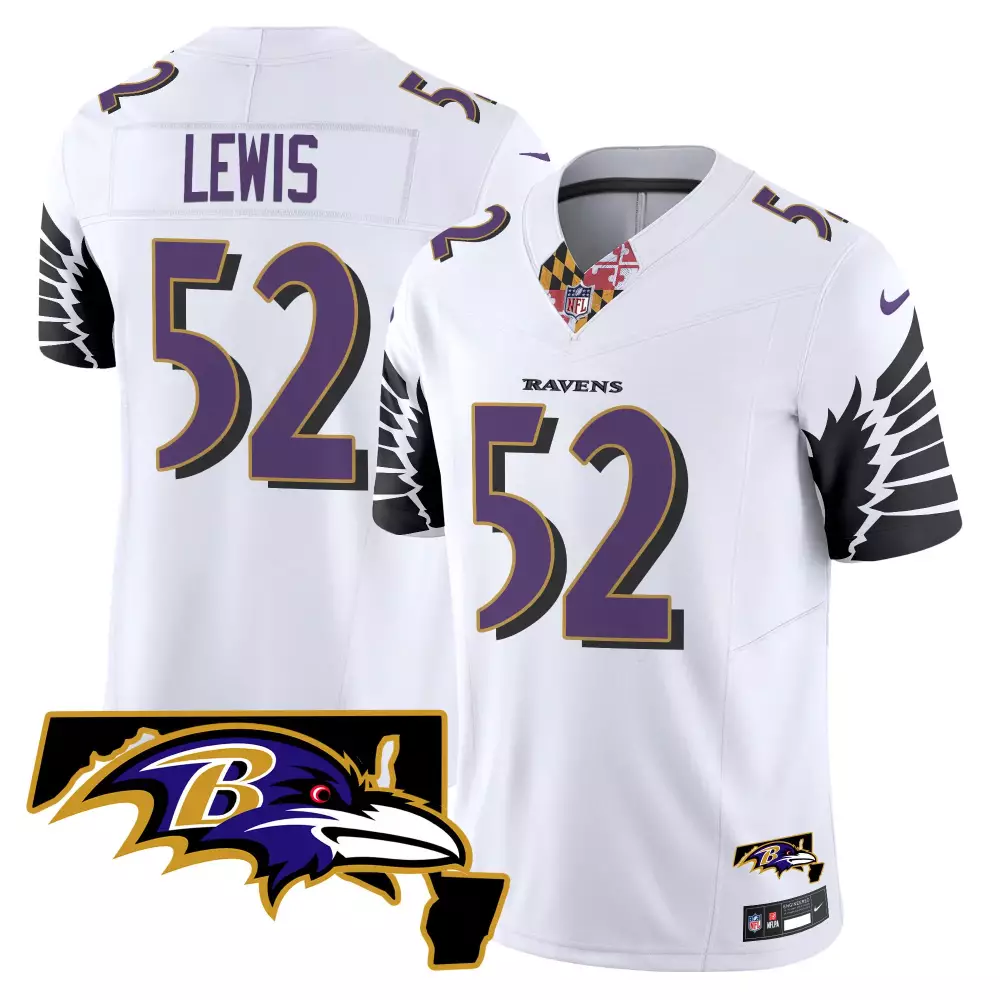 Ray Lewis Baltimore Ravens White Vapor Limited Jersey | Maryland Flag Patch | Stitched Fan Gear for Men, Women & Youth