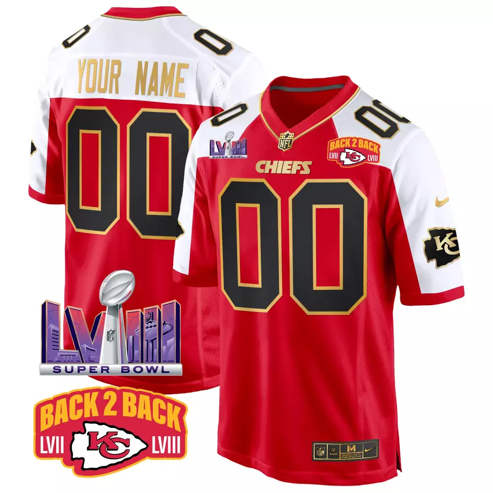 Kansas City Chiefs Red Alternate Super Bowl LVIII Back 2 Back Patch Game Custom Jersey | All Stitched | Fan Gear for Men, Women & Youth