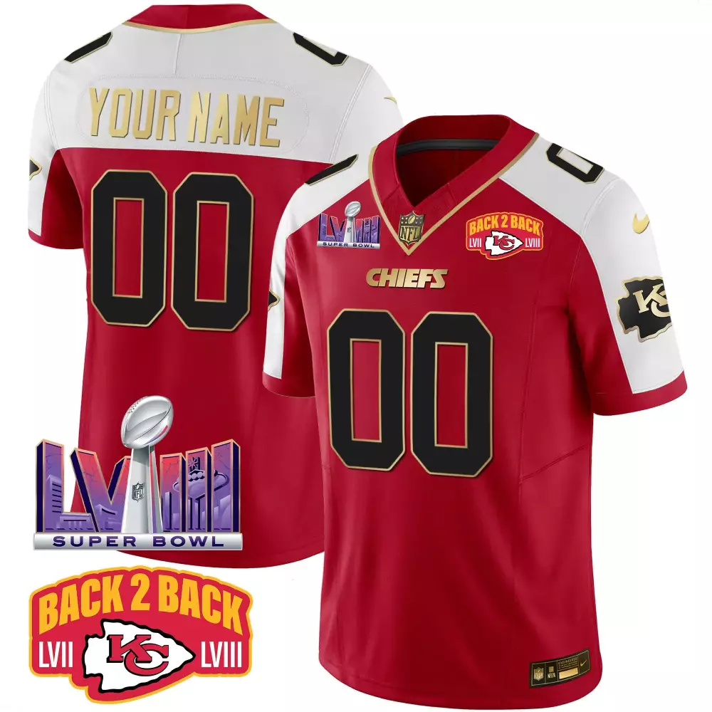 Kansas City Chiefs Red Alternate Super Bowl LVIII Back 2 Back Patch Game Custom Jersey | All Stitched | Fan Gear for Men, Women & Youth