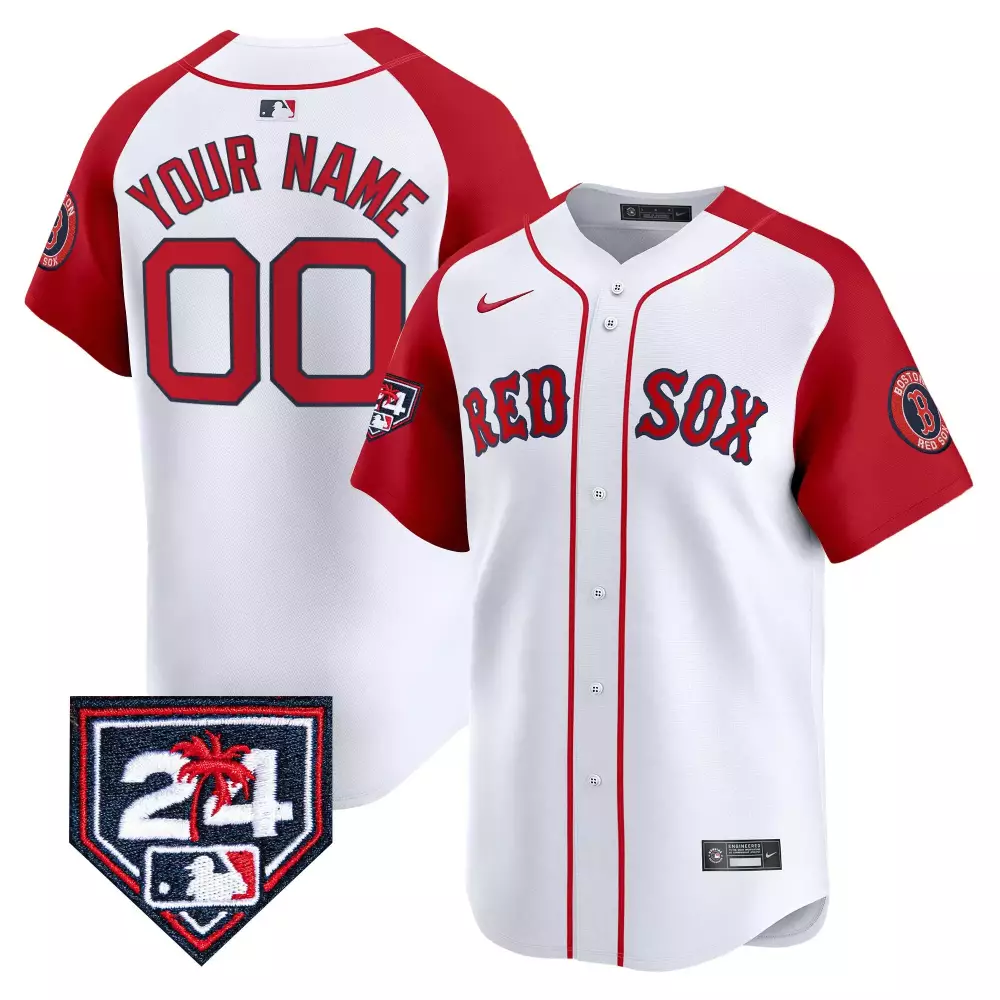 red alternate men boston red sox 2024 spring training patch vapor premier limited custom jersey all stitched