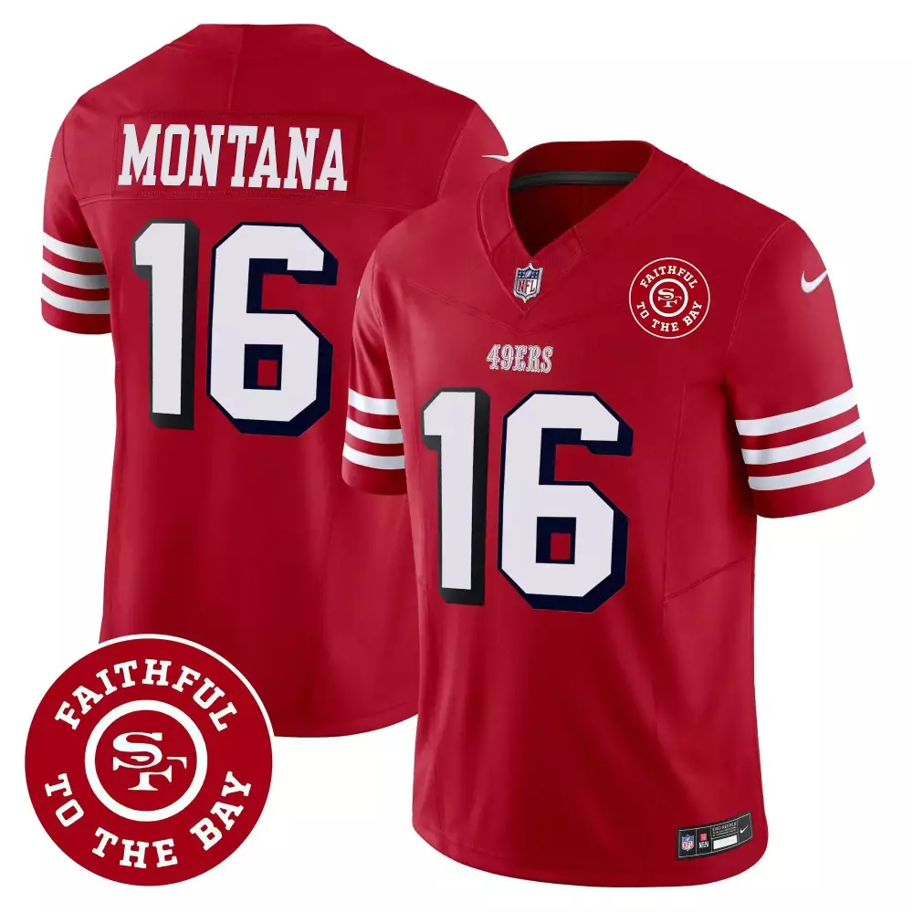 Montana San Francisco 49ers Men's Jersey | Faithful to the Bay Patch | Vapor Design Fan Gear | For Men, Women & Youth