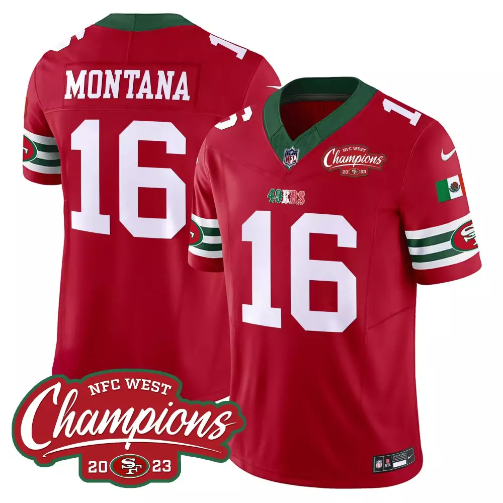 Montana San Francisco 49ers Men's Jersey | 2023 NFC West Champions Patch | Vapor Design Fan Gear | For Men, Women & Youth