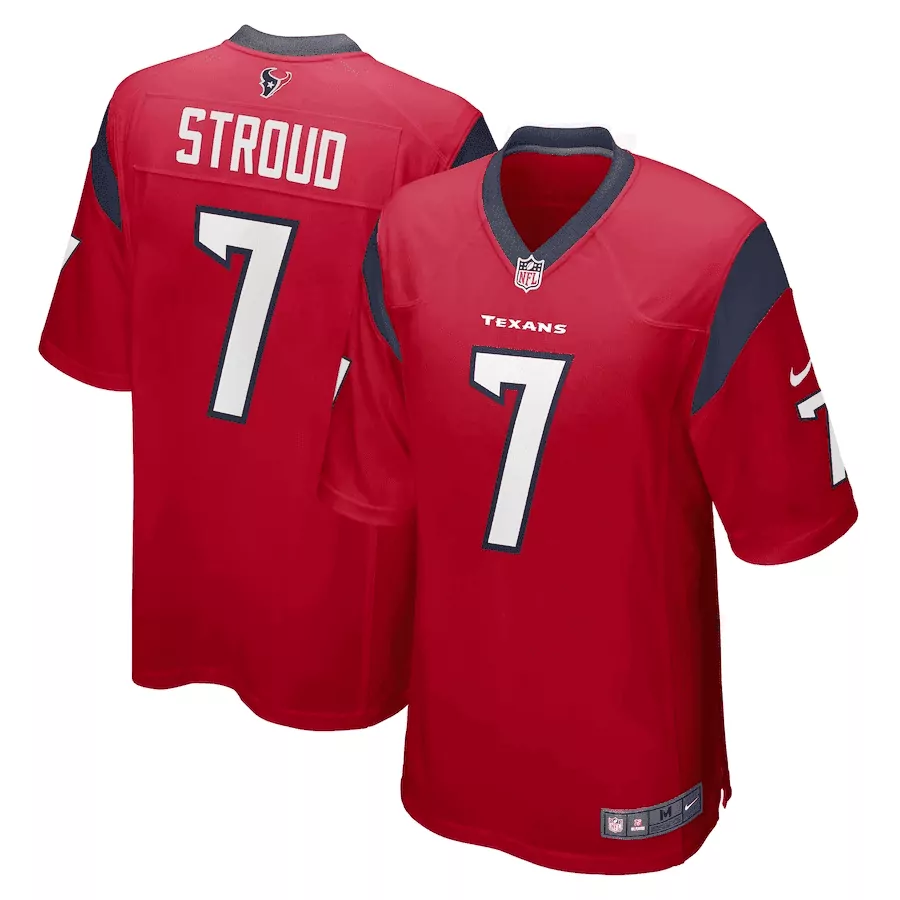 red men cj stroud houston texans draft first round pick game jersey all stitched