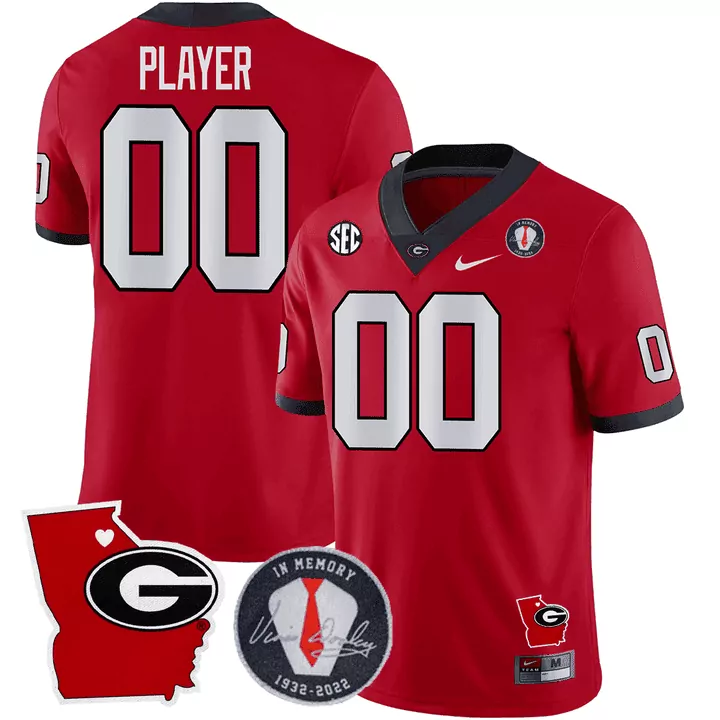 red men georgia bulldogs 2023 vapor custom jersey v4 georgia map all stitched
