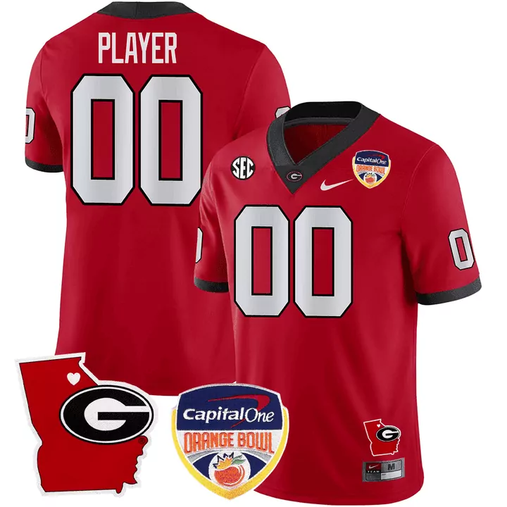 red men georgia bulldogs 2023 vapor custom jersey v4 georgia map all stitched