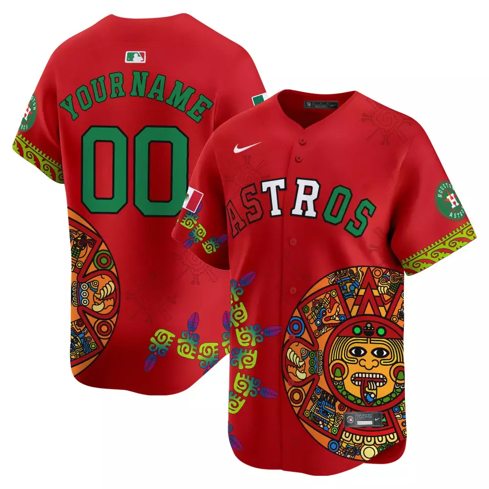 Red Men Houston Astros Aztec Warrior Skull Vapor Premier Custom Jersey V2 | Printed Limited Edition | Fan Gear for Men, Women & Youth