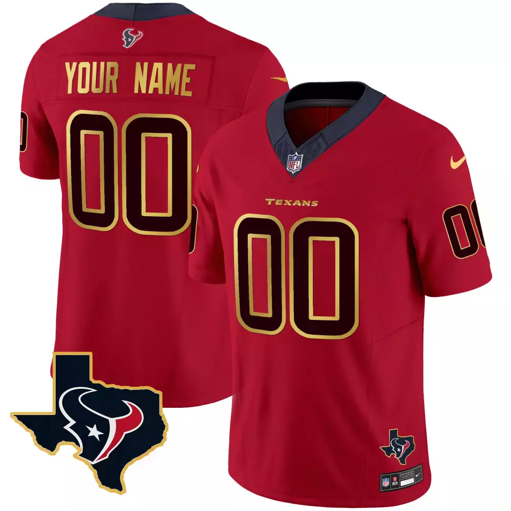 red men houston texans gold trim vapor custom jersey all stitched