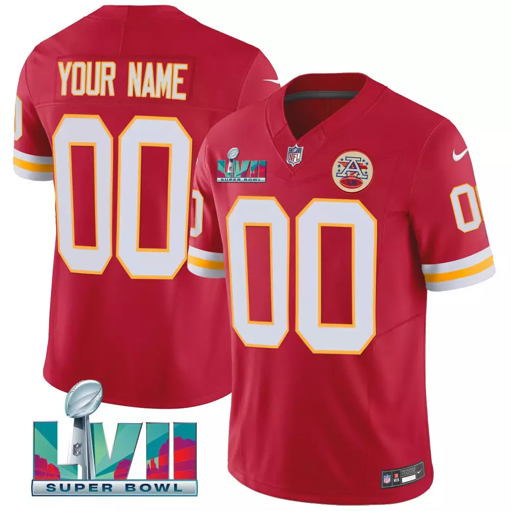 red men kansas city chiefs super bowl lviii pattern gold vapor custom jersey v2 all stitched