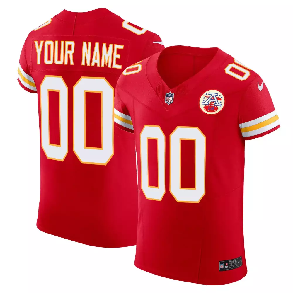 red men kansas city chiefs super bowl lviii pattern gold vapor custom jersey v2 all stitched