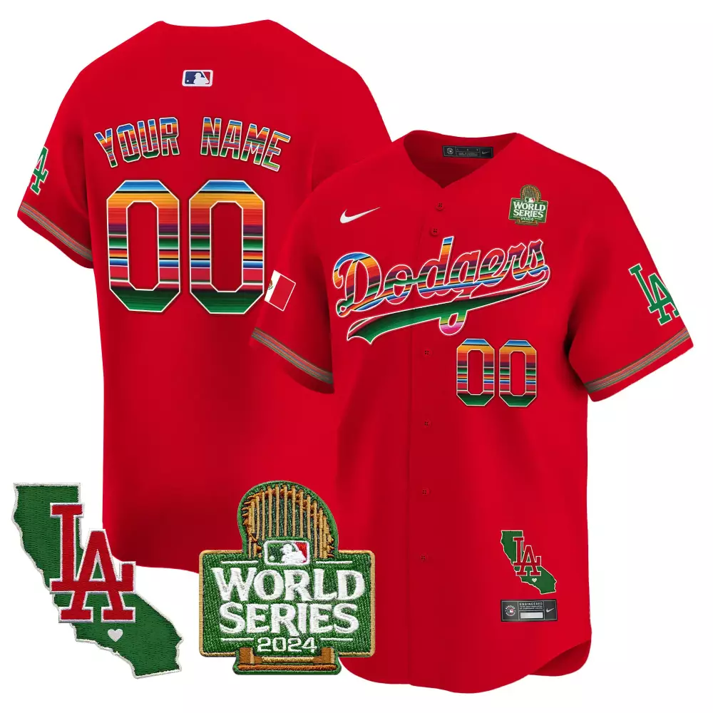 2024 World Series Los Angeles Dodgers Red Mexico Vapor Premier Limited Custom Jersey V2 | All Stitched | For Men, Women & Youth