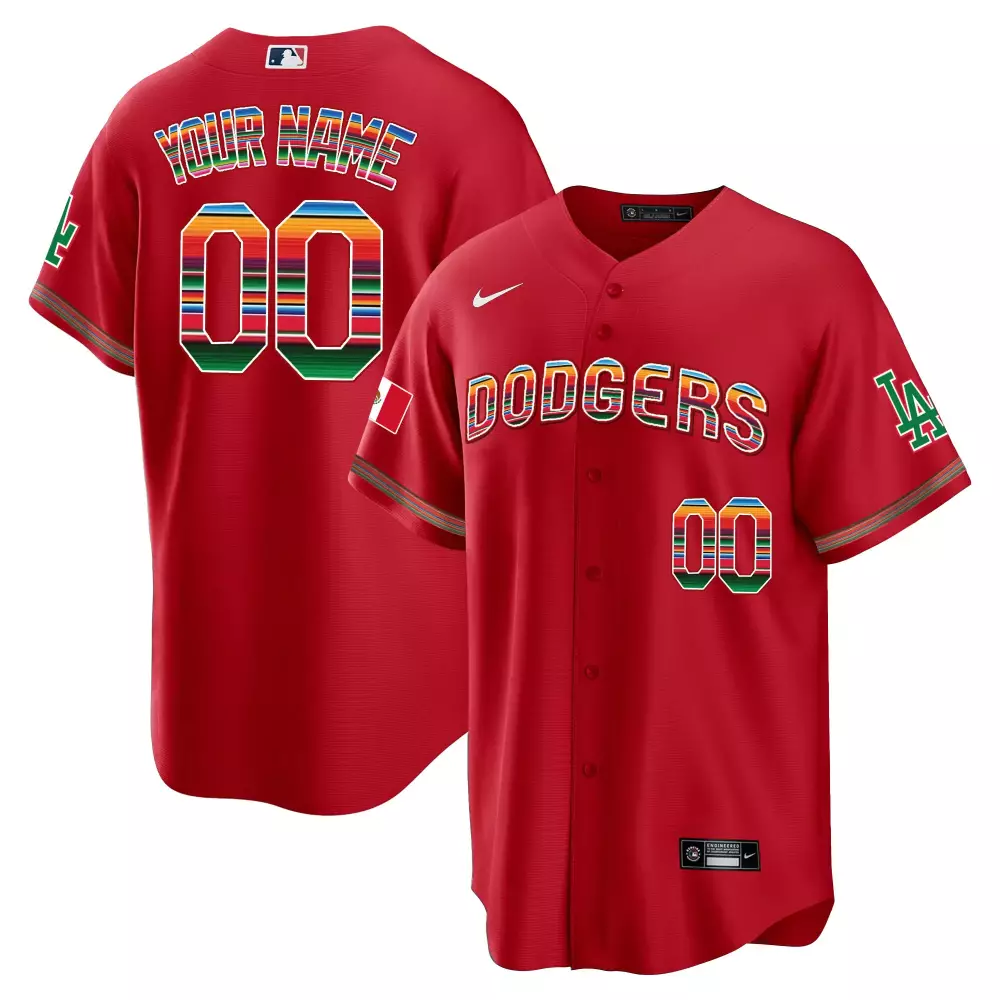 Los Angeles Dodgers Red Mexico Cool Base Limited Custom Jersey V3 | All Stitched | For Men, Women & Youth