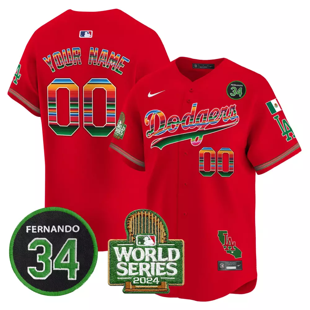 Los Angeles Dodgers Red Mexico Cool Base Limited Custom Jersey V3 | All Stitched | For Men, Women & Youth