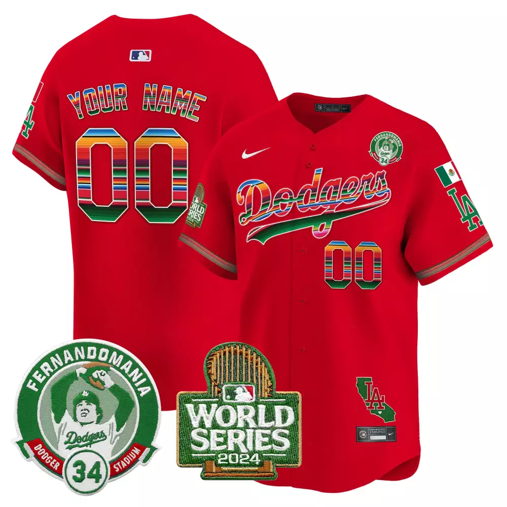 Los Angeles Dodgers Red Mexico Cool Base Limited Custom Jersey V3 | All Stitched | For Men, Women & Youth
