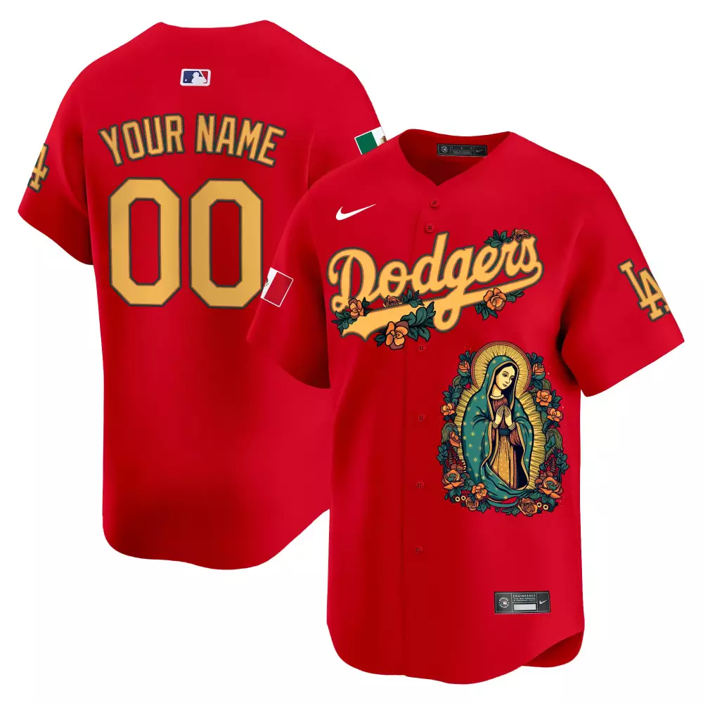 Los Angeles Dodgers Red Mexico Flex Base Limited Custom Jersey | All Stitched | For Men, Women & Youth