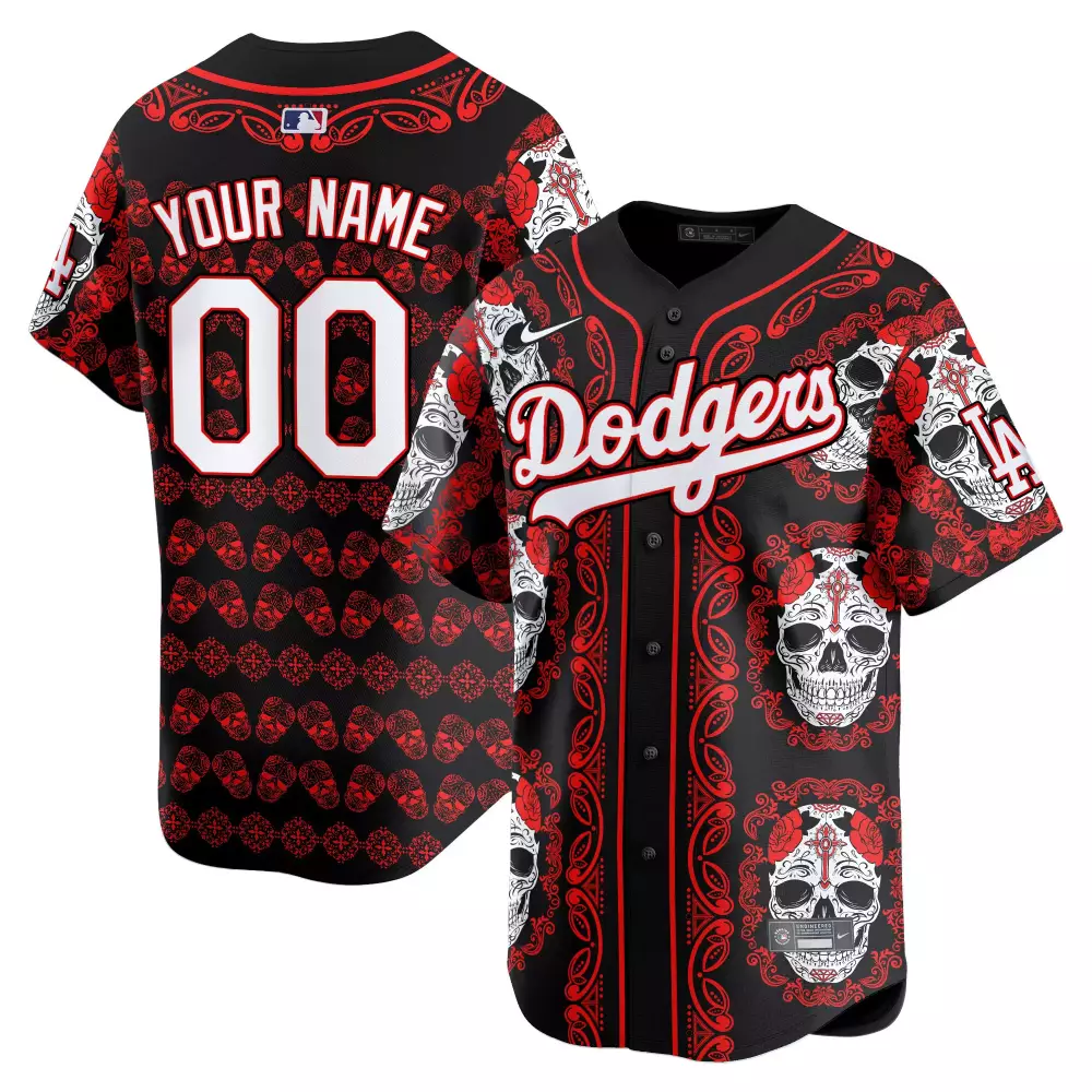 Los Angeles Dodgers Red Mexico Paisley Sugar Skull Vapor Premier Limited Jersey | Custom Design | Fan Gear for Men, Women & Youth