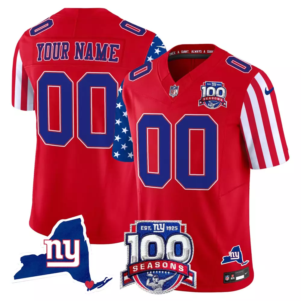 red men new york giants 100th season state patch vapor limited custom jersey all stitched