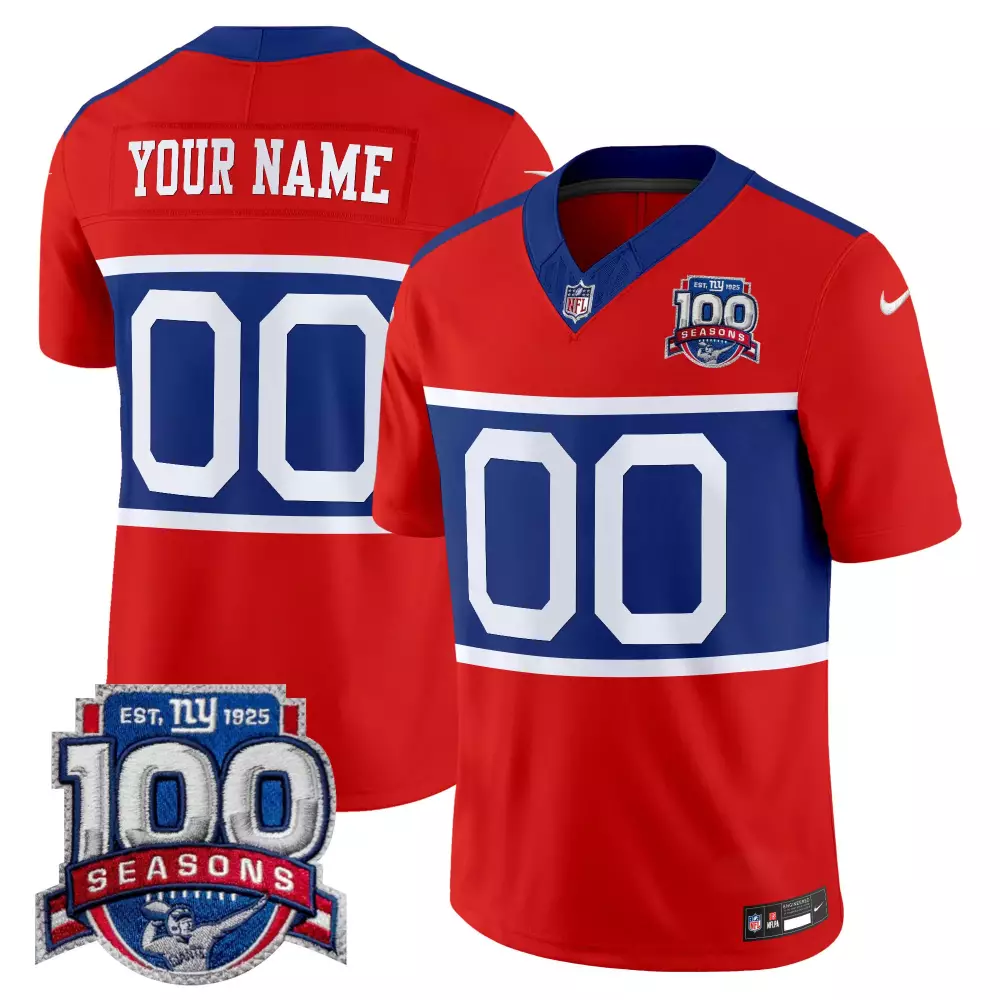 red men new york giants 100th season state patch vapor limited custom jersey all stitched