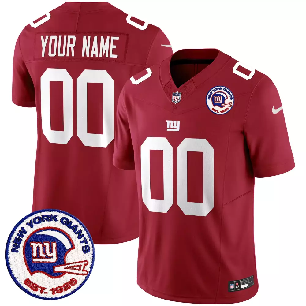 red men new york giants 100th season state patch vapor limited custom jersey all stitched