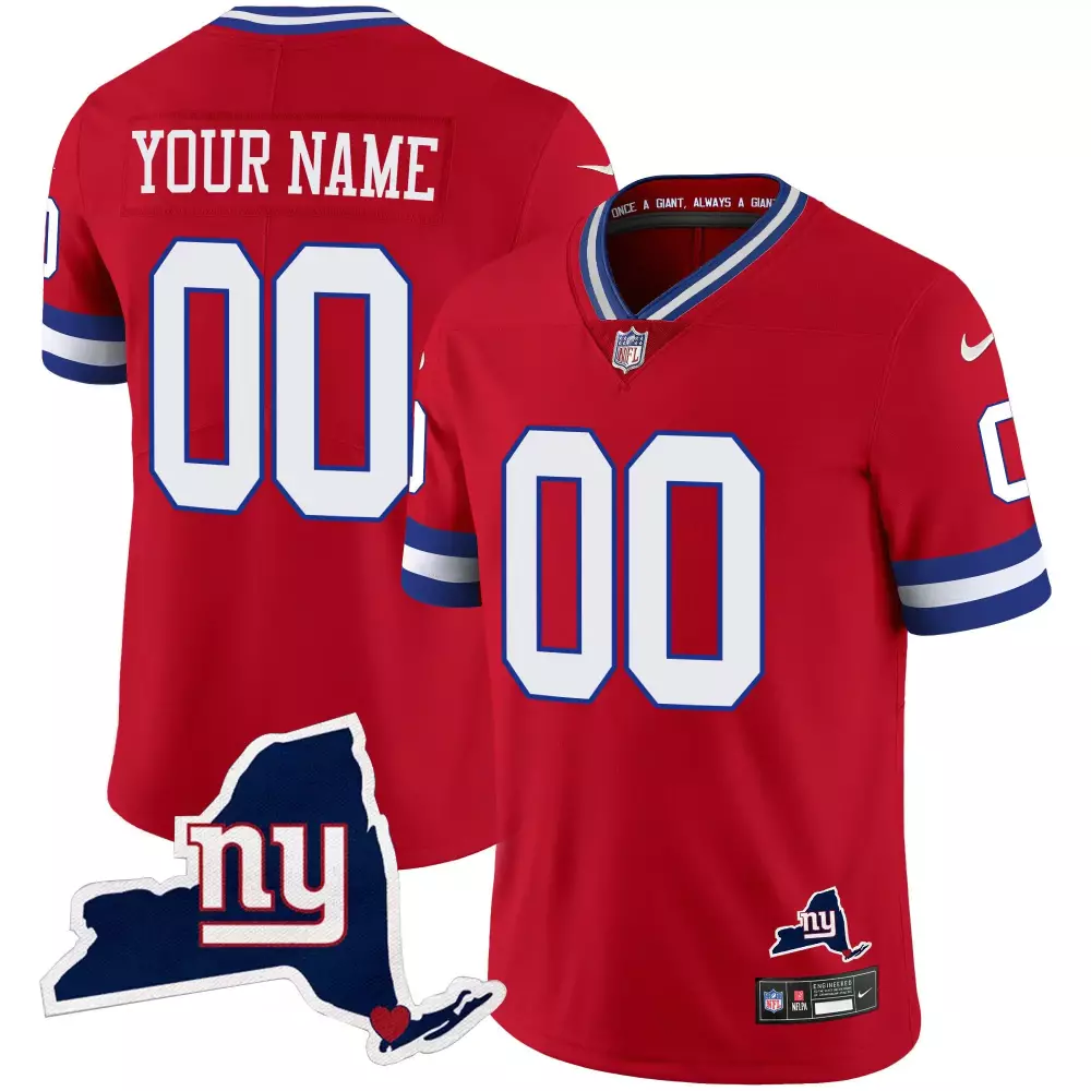 red men new york giants new york state map patch limited custom jersey all stitched