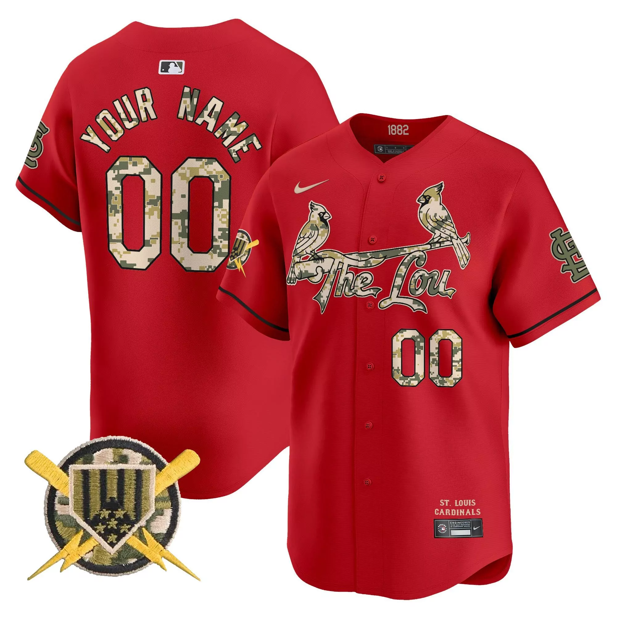 red men st louis cardinals armed forces day vapor premier limited custom jersey all stitched