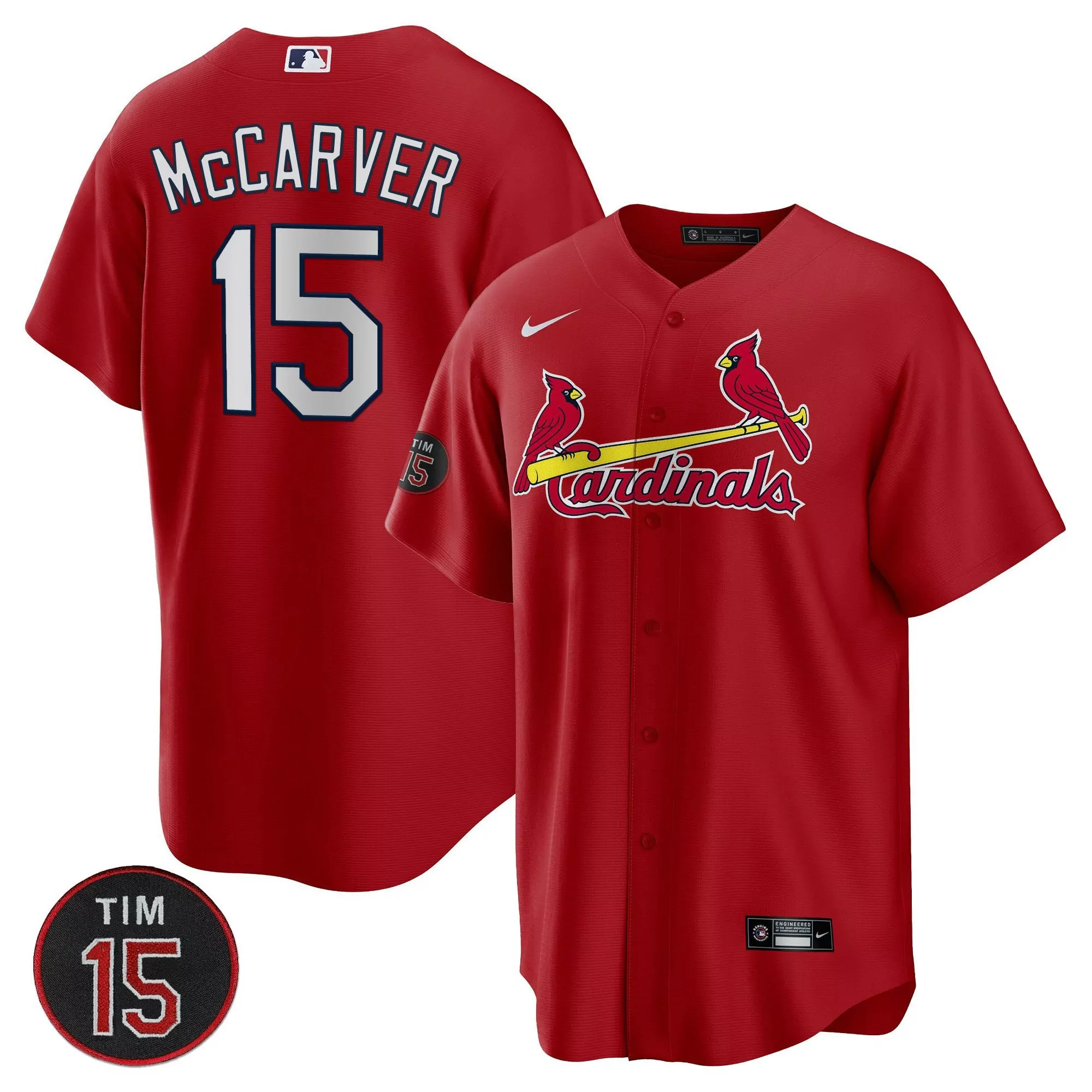 red men st louis cardinals tim mccarver patch cool base jersey all stitched