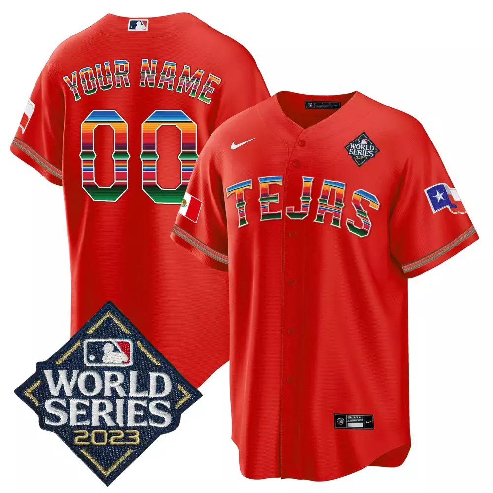 red men texas rangers 2023 world series mexico custom jersey all stitched