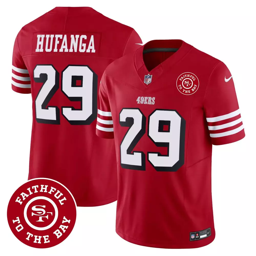 Talanoa Hufanga Red San Francisco 49ers Faithful California Patch Vapor Jersey | Men's Game Day Outfit | For Men, Women & Youth