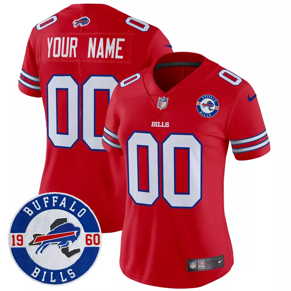 red women buffalo bills 2023 afc east champions patch vapor custom jersey all stitched