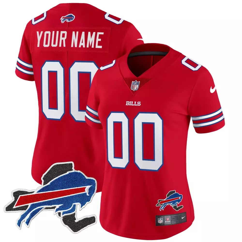 red women buffalo bills 60th anniversary patch vapor limited custom jersey all stitched