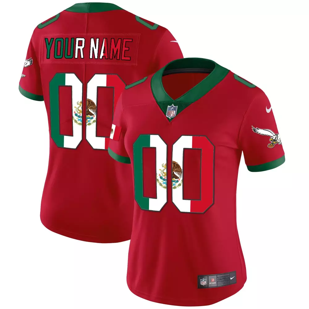 red men philadelphia eagles mexico gold kelly vapor custom jersey all stitched