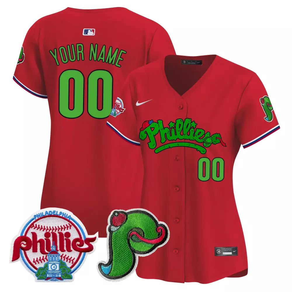 red women philadelphia phillies halloween vapor premier limited custom jersey all stitched
