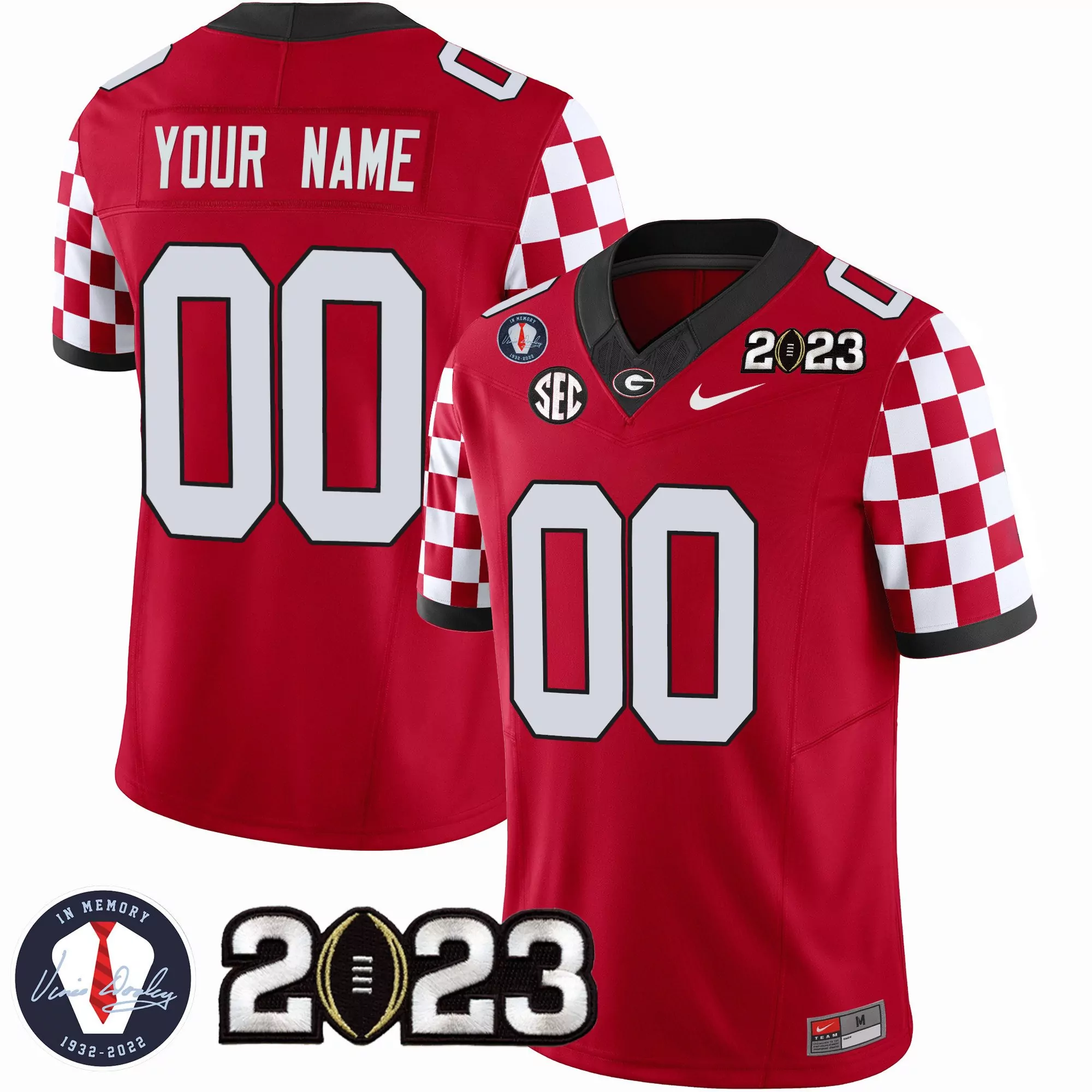 red youth georgia bulldogs checkerboard custom jersey all stitched