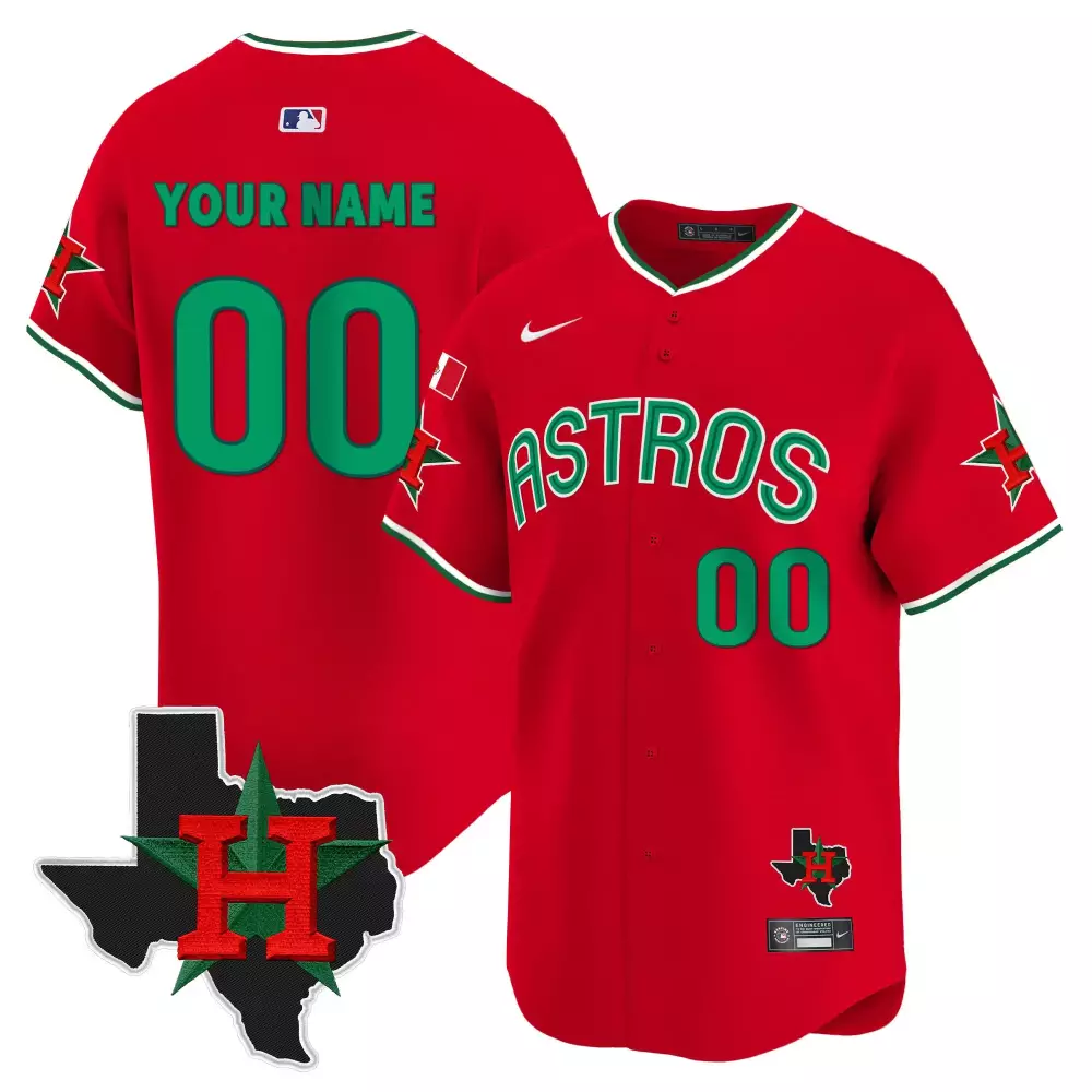 red youth houston astros mexico texas patch vapor premier limited custom jersey v3 all stitched