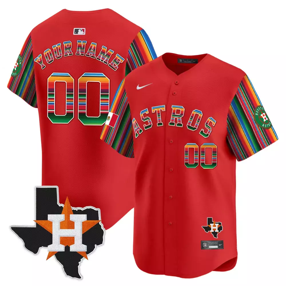 red youth houston astros mexico texas patch vapor premier limited custom jersey v3 all stitched
